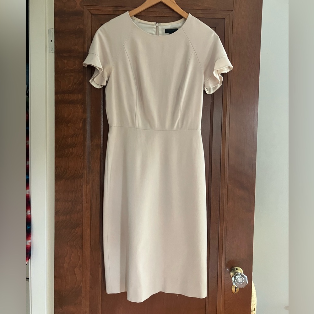 J. Crew Cream Flutter Sleeve Dress